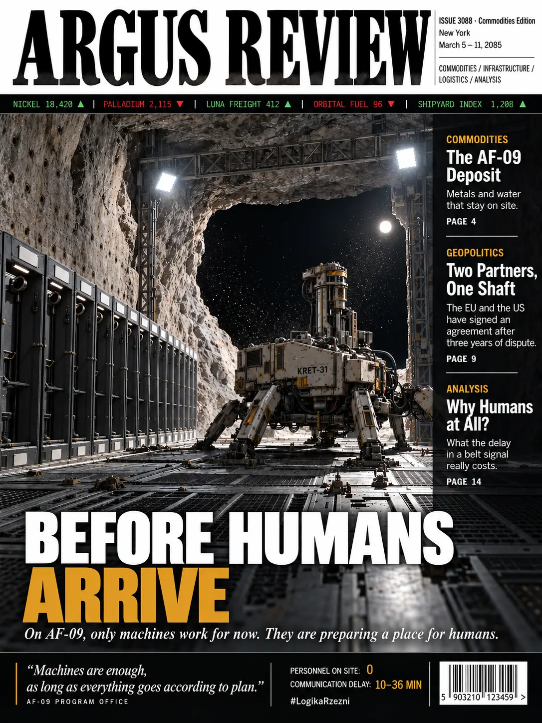 For now, only machines are at work on AF-09. They are preparing the site for the people who will eventually have to fly there.